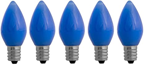 C7 Blue Opaque LED Bulbs - 5 Pack Smooth Lens Blue Opaque C7 Replacement Bulbs