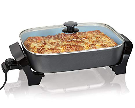 Hamilton-Beach 38528C Durathon Deep Dish Ceramic Skillet, Black