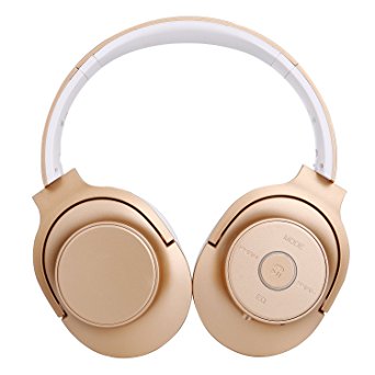 Bluetooth Headphones, Comfortable Earpads Hi-Fi Stereo Wireless Headset, 22 Hours Playtime for TV Computer Travel Work Training (gold)