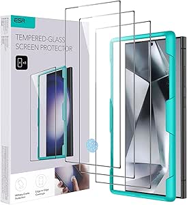 ESR for Samsung Galaxy S24 Ultra Screen Protector, 3 Pack Tempered Glass with Easy Installation Frame for Samsung Galaxy S24 Ultra, Military-Grade Protection, Ultra Tough, Scratch Resistant