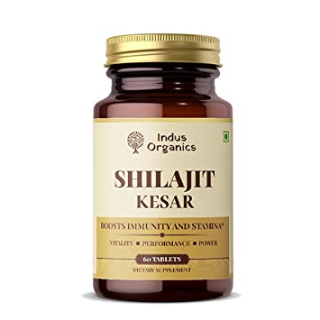 Indus Organics Shilajit Kesar for More Stamina,Boost Strength | Vigour and Vitality | Performance | 60 Count