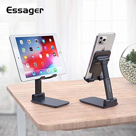 Adjustable Cell Phone Holder Essager Foldable Tablet Stand Mobile Phone Mount for Desk Compatible with All Smartphones