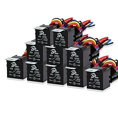 10 Pack Automotive Relay Switch Harness Set 5-Pin 30/40A Bosch Style Relay Harness Spdt 12V SPDT Contactor 14 AWG Hot Wires with Interlocking Relay Socket and Harnesses for Car Truck Motor Heavy Duty