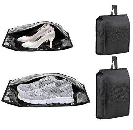 4 Pack Ipow Travel Shoe Bags Waterproof Nylon w Zipper Transparent Window Design