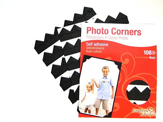 Black Colour Photo Corners Self Adhesive Sticky Acid Free Album Scrapbook Frame (108 Corners)