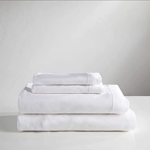Baltic Linen Jersey Cotton Sheet Set, Twin, White, 3 Piece