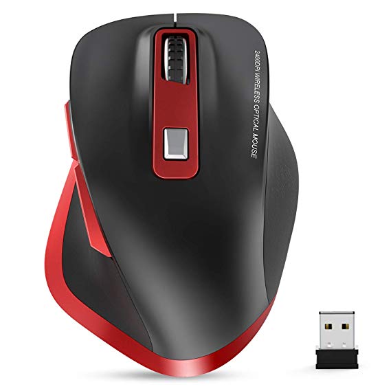 Wireless Mouse, TedGem 2.4G USB Mouse Mice Computer Optical Mouse Full Size Ergonomic Mouse with USB Receiver 6 Buttons Laptop Mouse 5-Level DPI Adjustable Portable Mice for Laptop,PC,Windows,Mac