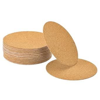 uxcell 30 Pcs Self-Adhesive Cork Round, 2mm Thick 4" Diameter Cork Tiles Backing Sheets Cork Coasters for DIY Crafts, Brown