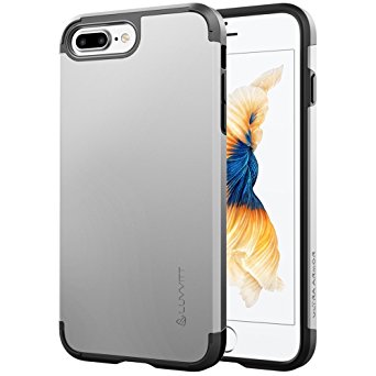 iPhone 7 Plus Case, LUVVITT [Ultra Armor] Shock Absorbing Case Best Heavy Duty Dual Layer Tough Cover for Apple iPhone 7 PLUS - Silver