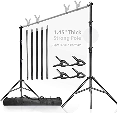 LimoStudio 12.4 feet Width, 10 feet Height, Heavy Duty Backdrop Stand, 1.45 inch Thick Tripod Pole, Background Support Structure System, AGG1782