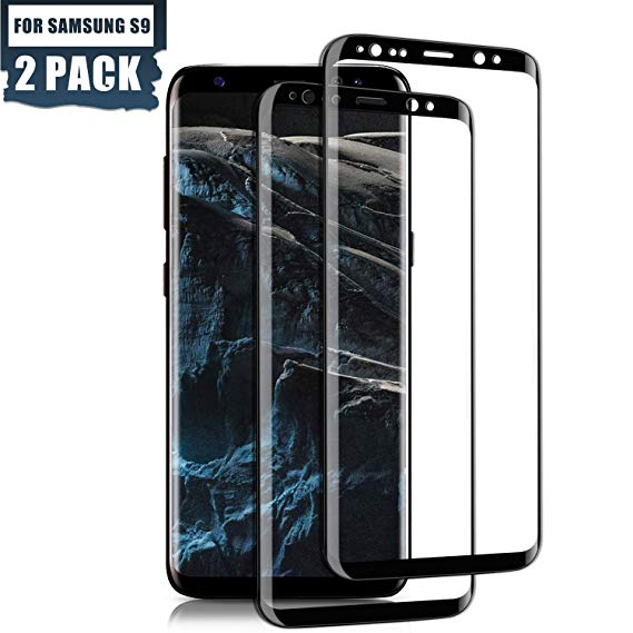 SGIN Galaxy S9 Screen Protector, [2 Pack] Tempered Glass Screen Protector, Anti-Fingerprint, Anti-Scratch, Bubble Free, for Samsung Galaxy S9 - Black