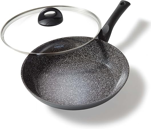 STONELINE CERAMIC 28cm frying pan anthracite, H 5,0 cm with glass lid