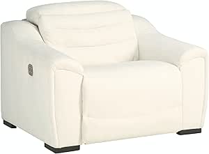 Signature Design by Ashley Next-Gen Gaucho Modern Tufted Faux Leather Power Recliner with Adjustable Headrest, White