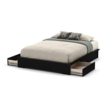 South Shore 60'' Basic Platform Bed with 2 Drawers, Queen, Pure Black