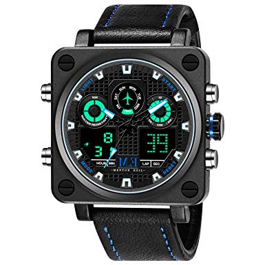Menton Ezil Mens Watches Sapphire Crystal Leather Band 50M Waterproof Classic Dress Analog Quartz Wrist Watch