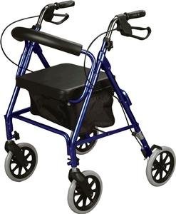 Rollator Rolling Walker with Medical Curved Back Soft Seat (BLUE)