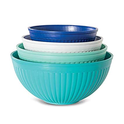 Nordic Ware 69514 Prep & Serve Mixing Bowl Set, 4-pc, Set of 4, Coastal Colors