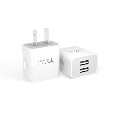 Yuwiss 1 Pack Dual USB Wall Fast Charger Adapter Quick Charging Box Base for iPhone 4 5 6 6s Plus, Samsung Galaxy, Kindle Fire (White)