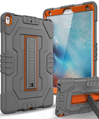 iPad Pro 10.5 Case,New iPad Pro Case,Topsky Three Layer Armor Defender Full Body Protective Case Cover For Apple iPad Pro 10.5 (2017 Release),Grey/Orange