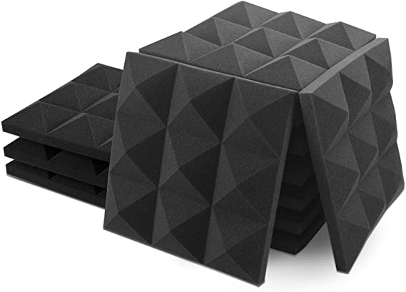 JUSONEY 12 Pack 2"x12"x12" Acoustic Foam Panels-Sound Proof Foam Panels,Fireproof&High Density Soundproof Foam Panels Work for Wall,Soundproofing Wedges for Studio & Office Decreasing Noise and Echoes