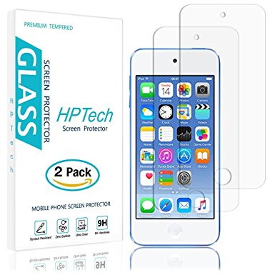 iPod Touch Screen Protector , [2-Pack] HPTech Apple iPod Touch 5th / 6th Generation Tempered Glass 9H Hardness, Crystal Clear, Bubble Free with Lifetime Replacement Warranty