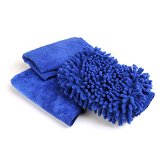 Magicfly Car Wash Mitt - Microfiber Car Cleaning Cloth with Free Wax Car Cloth and Fast Drying Towel - Premium Quality Cleaning Cloth for Car Wood Mirrors Furniture and Glass