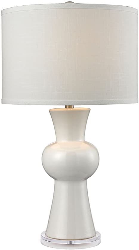 Diamond D2618 Lighting Ceramic Table Lamp with Textured White Linen Hardback Shade, 15.0" x 15.0" x 28.0"
