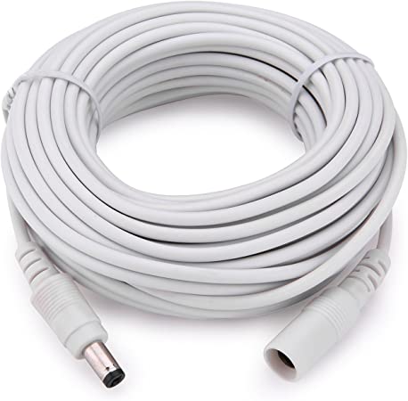 WildHD Power Extension Cable 33ft 2.1mm x 5.5mm Compatible with 12V DC Adapter Cord for CCTV Security Camera IP Camera Standalone DVR (33ft,DC5.5mm Plug White)
