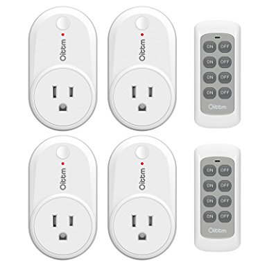 Oittm Wireless Remote Control Outlet Light Switch Smart Electrical Outlet Switch Plug Kits with 100-feet Range for Household Appliance(Batteries Included)