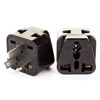 OREI 2 in 1 USA to Australia/China Adapter Plug - 2 Pack, Black