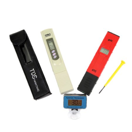 Teika Digital Salt Water Aquarium pH Meter and LCD Thermometer with TDS Water Quality PPM Meter Pen Home Improvement Set Tools