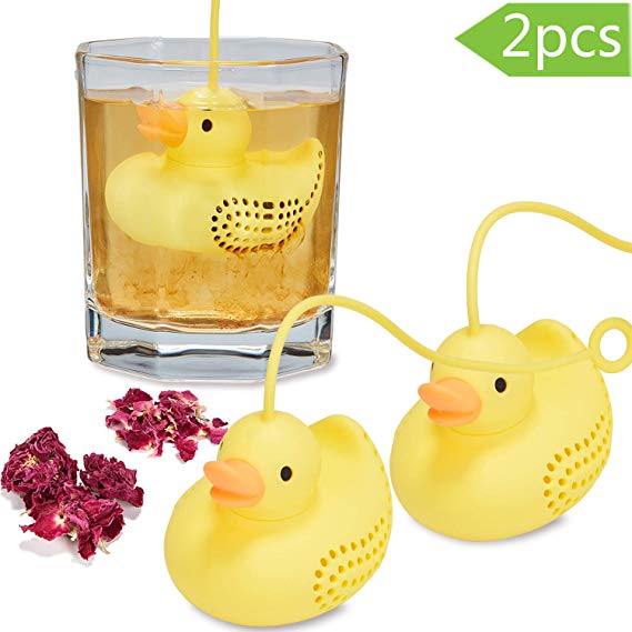 2 Pieces Silicone Tea Infuser for Loose Leaf Tea, Cute Yellow Duck Non-toxic Tea Filters Tea Cup Strainer Kitchen Accessories