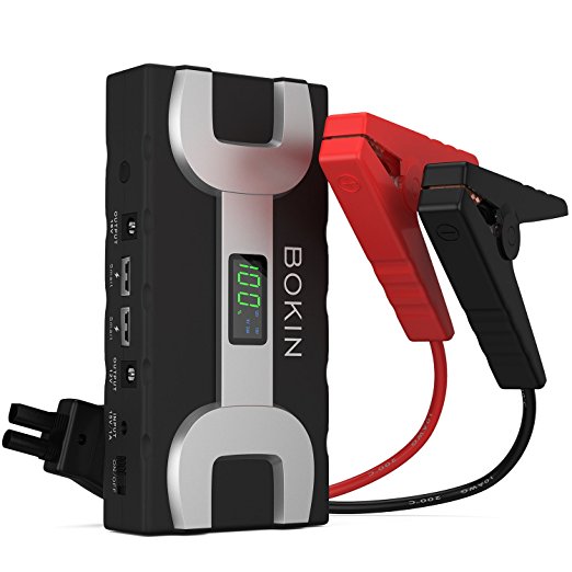 BOKIN 600A Peak 16800mAh Portable Car Jump Starter (up to 6.0L Gas, 3.0L Diesel Engine) Battery Booster Charger-Compact Power Bank for Mobile Devices with Smart USB Port and Charger for Car Battery