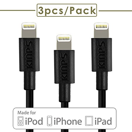 [Apple MFi Certified] Kinps®3PCS 10ft/3m Extra Long 8 pin Lightning Cable USB Cable Sync Charger Data Cord for Apple iPhone 5 / 5s / 5c / 6 / 6 Plus, iPod 7, iPad mini / mini 2/ mini 3, iPad Air / iPad Air 2