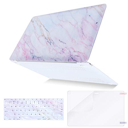 Mosiso Plastic Hard Case with Keyboard Cover with Screen Protector for MacBook 12 Inch with Retina Display A1534 (Newest Version 2017/2016/2015), Pink Marble