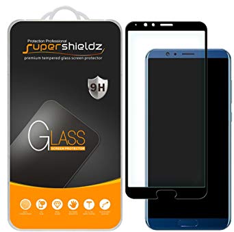 [2-Pack] Supershieldz for Huawei Honor V10 Tempered Glass Screen Protector, [Full Screen Coverage] Anti-Scratch, Bubble Free, Lifetime Replacement Warranty (Black)