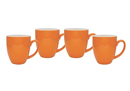 Culver 16-Ounce Bistro Ceramic Mug, Orange, Set of 4