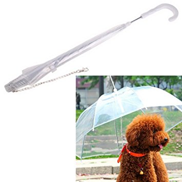 Patgoal Waterproof Pet Umbrella Dog Transparent Umbrella Raincoat With Leash