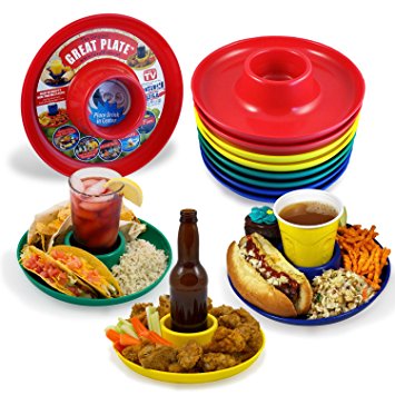 Great Plate Food Beverage Plate Multi-color 12-pack Red Green Blue Yellow