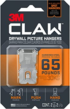 7100240633 - 3M CLAW 65lb Drywall Picture Hangers with Spot Markers 3PH65M-2ES