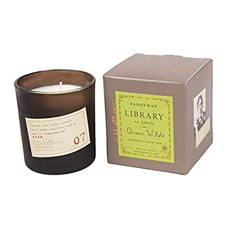 Paddywax Library Collection Oscar Wilde Scented Soy Wax Candle, 6.5-Ounce, Cedarwood, Thyme & Basil