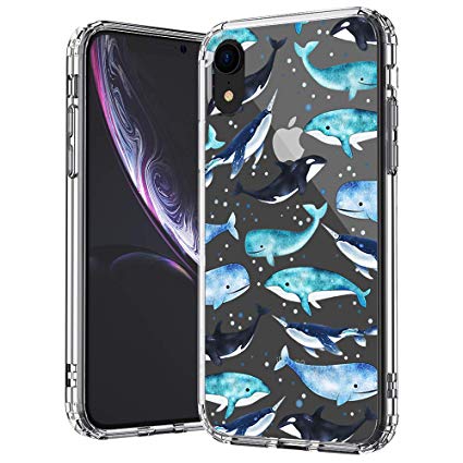 MOSNOVO iPhone XR Case, Clear iPhone XR Case, Whale Pattern Clear Design Transparent Plastic Hard Back Case with Soft TPU Bumper Protective Case Cover for Apple iPhone XR