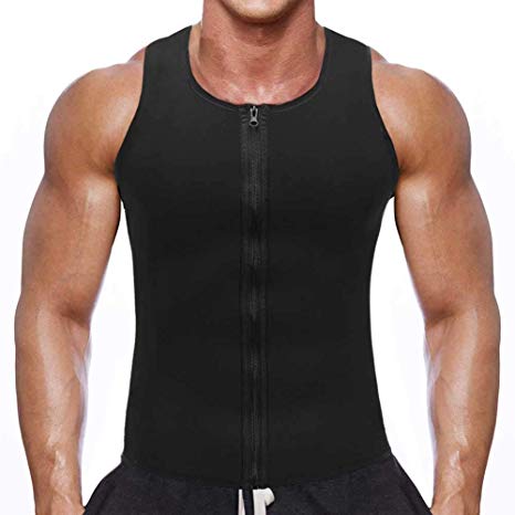 Cimkiz Hot Sweat Vest Neoprene Sauna Vest for Weight Loss Tummy Fat Burner Slimming Shapewear Hot Thermo Body Shaper Sweat Tank Top Black with Zip