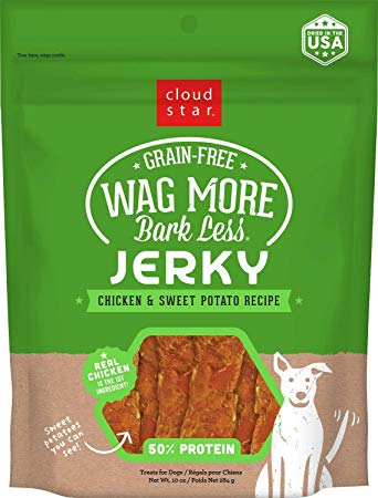 Cloud Star Wag More Bark Less Grain Free, Real Meat Jerky Dog Treats, Small Batch & Made in USA