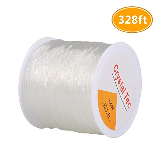 Kissbuty 100 Meters /Roll 1.0mm Elastic Stretch Crystal Nylon Thread Fishing Line Wire for Craft Bracelet Beads, 100meter