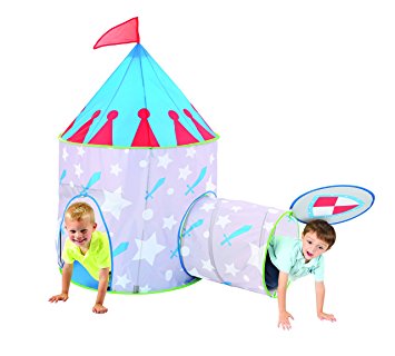 Medieval Knight Castle Kids Play Tent and Tunnel Set with Travel Case - Colorful Outdoor Pop Up Play Tent Adventure Kit for All Kids Party Events | Backyards | Camping | BBQs - Perfect for Boys