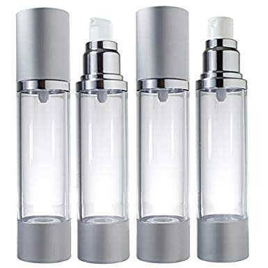 Airless Pump and Spray Bottle Refillable Travel Set - 1.7 fl oz (4 pack- 2 each spray and pump)