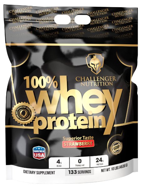 CHALLENGER NUTRITION Whey Protein Powder, Strawberry, 10 Pound