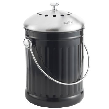 VonShef 1.2 Gallon Stainless Steel Countertop Kitchen Compost Bin & Free Odor Absorbing Filter