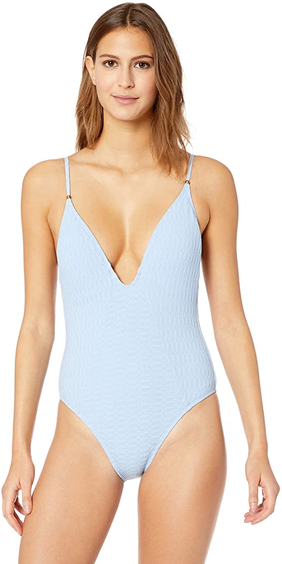 Lucky Brand Women's Plunge Front One Piece Swimsuit